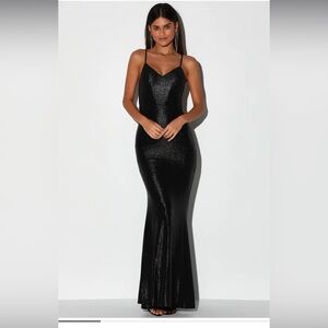 NEVER WORN Came to Stun Shiny Black Mermaid Maxi Dress
Lulus